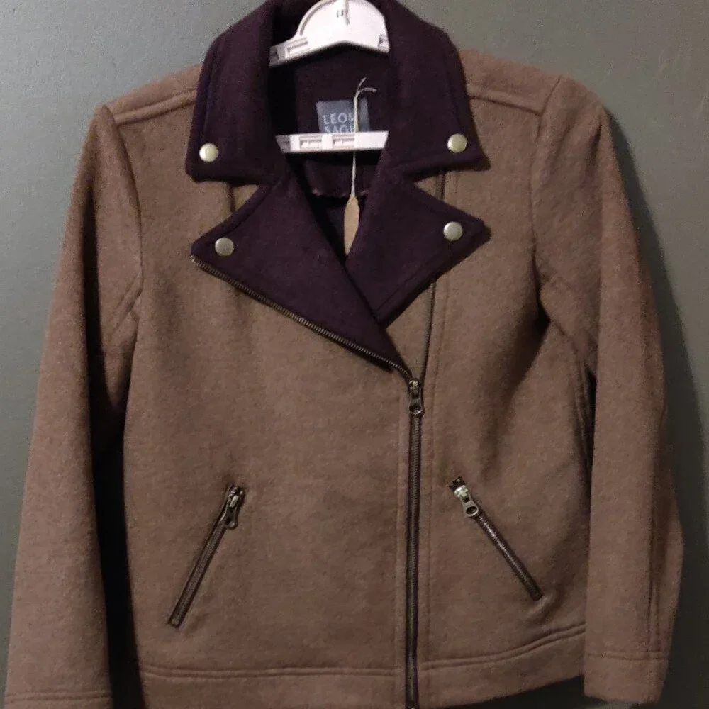Leo & Sage Wool Blend Moto Jacket NEW WITH TAGS SIZE SMALL - Picture 6 of 8